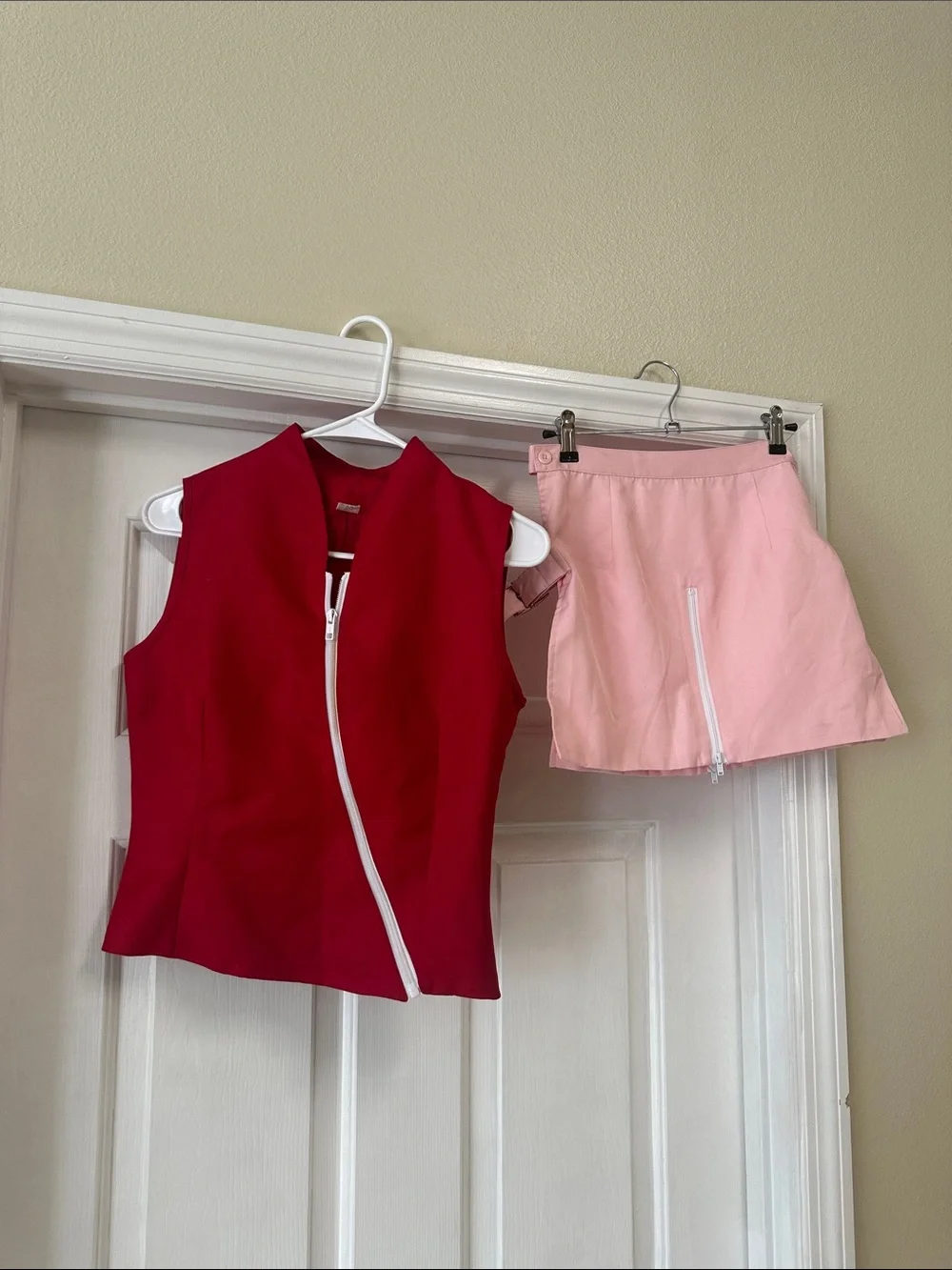 Sakura Haruno Cosplay Costume Kids Pink & Red Zip-Front Skirt and Vest Set